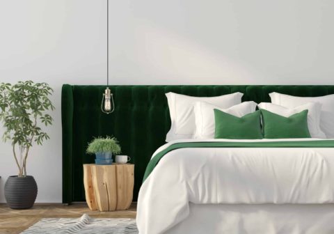 Organic sheets in a green bedroom